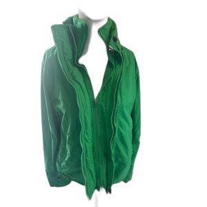 Superdry Windcheater Jacket Sz S Triple Zipper Wind Resistant Kelly Green AS IS